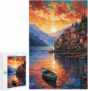 Fishing Village Jigsaw Puzzles Gifts Brain Challenging Puzzle for Game Night Family Friends 1000 Piece Puzzle for Adults and Kids Families Birthday Party Gift Toy
