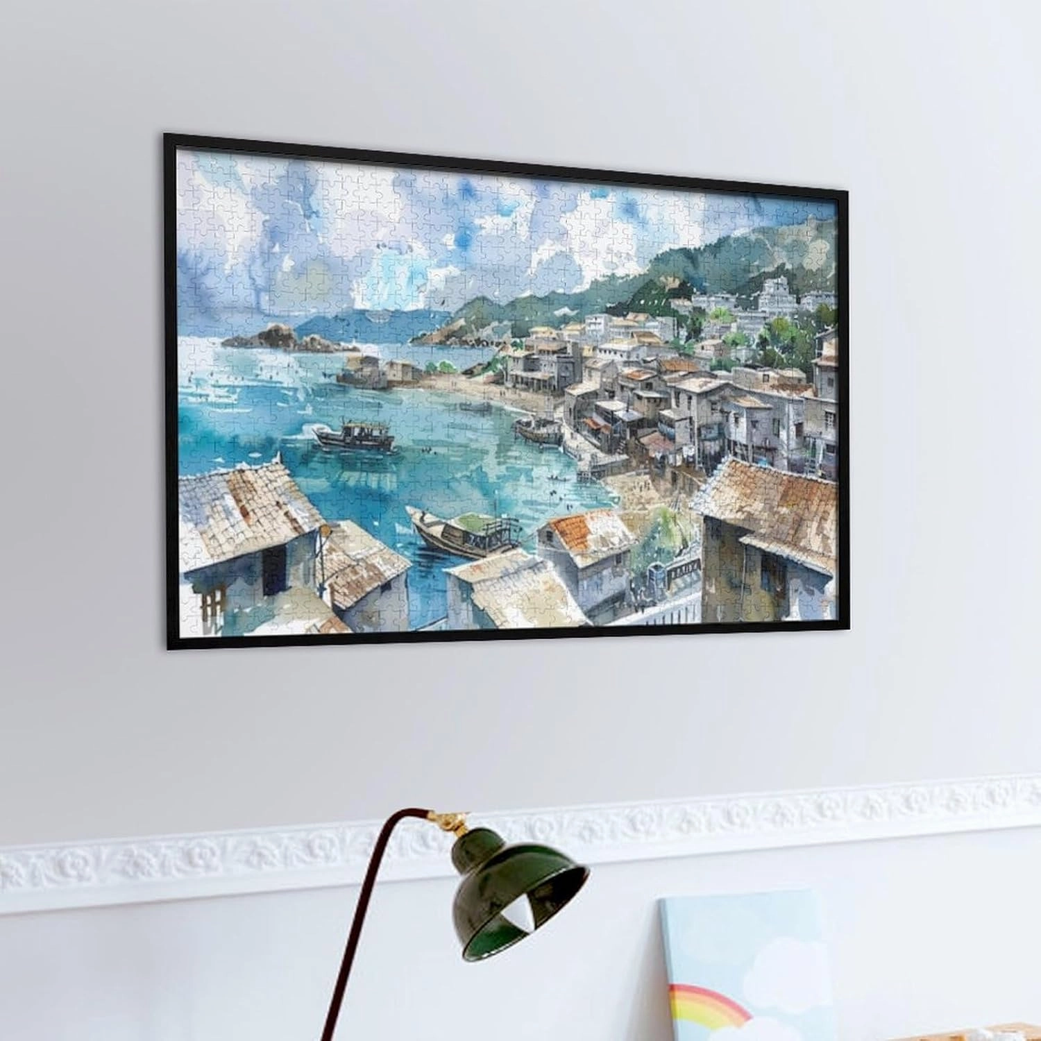 Fishing Village Unique Shaped Wooden Puzzle for Adults and Kids Birthday Gift Family Game 1000 Piece Jigsaw Puzzle for Adults Kids Great Gift for Family Friends