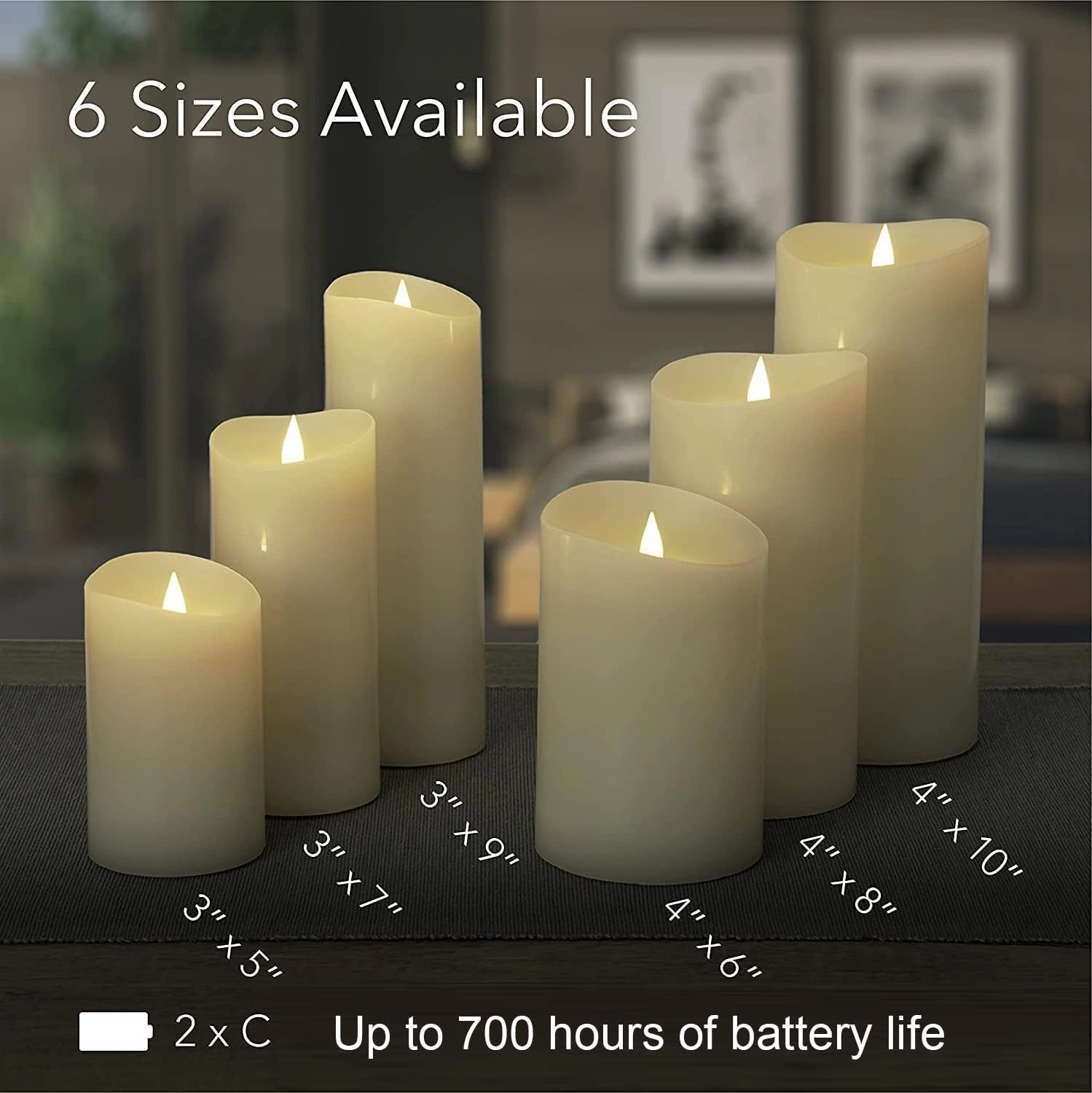 Flameless LED Candles with Remote Control, 3"x 5"Flickering 3D Moving Flame Battery Operated Candles in Real Wax Shell for Indoor Use, Home decor Ivory
