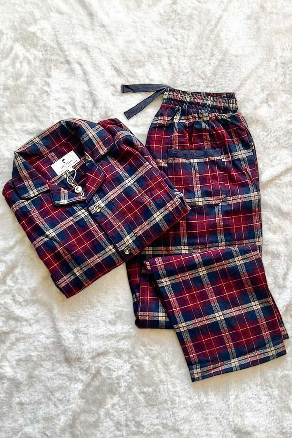 Flannel Pajamas Sleep Set for Men Flannel Cotton Top and Pant Pyjama Set