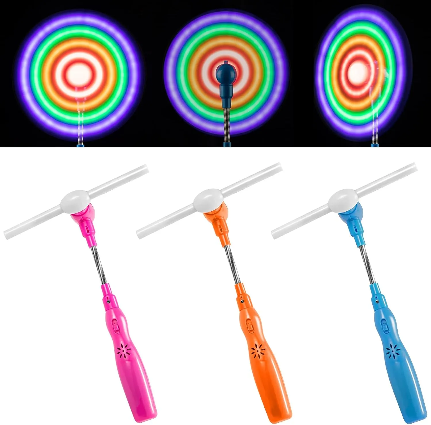 Flashing Light Up Windmill for Kids, 3PCS Spinning LED Music Colorful Windmill, Glow in The Dark Party Supplies, Kids Birthday Party Favors for Teens (Without Dry Battery)