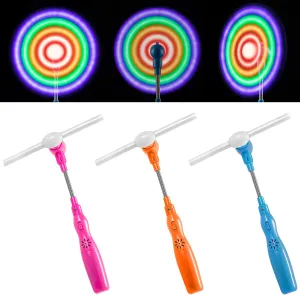 Flashing Light Up Windmill for Kids, 3PCS Spinning LED Music Colorful Windmill, Glow in The Dark Party Supplies, Kids Birthday Party Favors for Teens (Without Dry Battery)