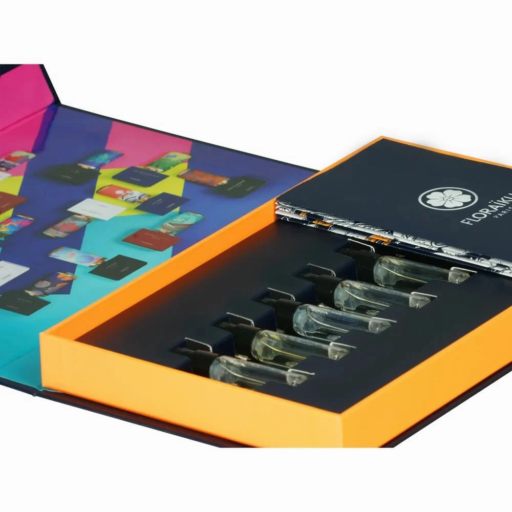 Floraiku The 7-Piece Discovery Set for Unisex (7 × 0.05 oz), including: Between Two Trees, Sleeping on the Roof, Just A Rose, I Am Coming Home, In The Dark, Golden Eyes, and AO