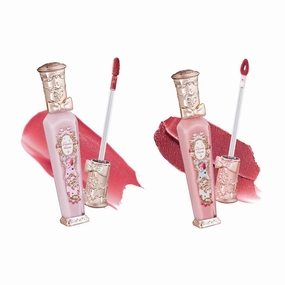 Flower Knows Strawberry Rococo Cloud Lip Cream Matte Liquid Lipstick S05 Violet Strawberry Rococo Glowy Lip Gloss G02 Set