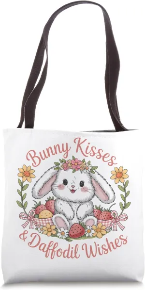 Fluffy Bunny Flowers "Bunny Kisses & Daffodil Wishes" Tote Bag