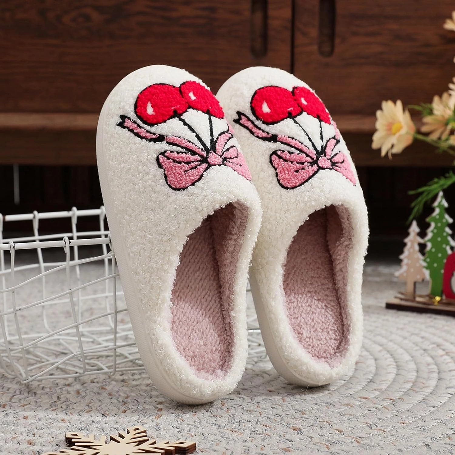 Fluffy Slippers For Womens Mens Warm Cozy Plush Fuzzy Memory Foam Slippers Slip-on House Slippers Indoor Outdoor