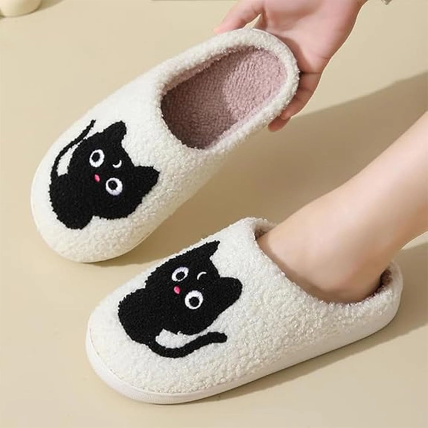 Fluffy Slippers For Womens Mens Warm Cozy Plush Fuzzy Memory Foam Slippers Slip-on House Slippers Indoor Outdoor