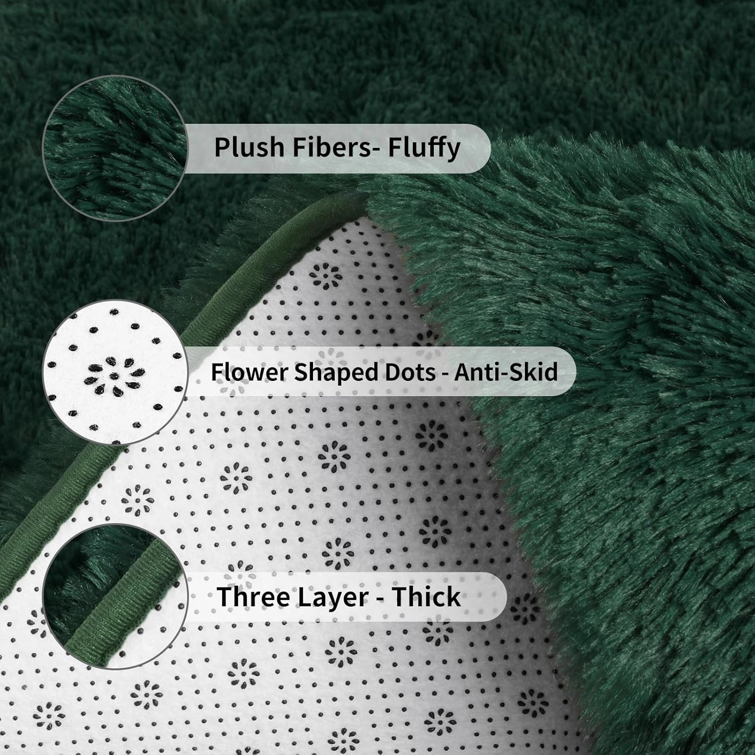 FlyDOIT Large Area Rugs for Living Room, 4x6 Feet Deep-Green Shaggy Rug Fluffy Throw Carpets, Ultra Soft Plush Modern Indoor Fuzzy Rugs for Bedroom Girls Kids Nursery Room Dorm Home Decor