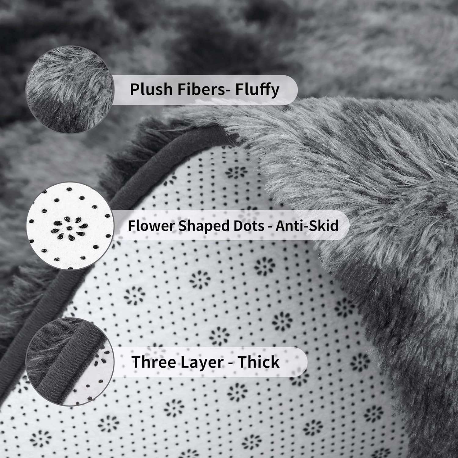 FlyDOIT Large Area Rugs for Living Room, 4x6 Feet Tie-Dyed Dark Grey Shaggy Rug Fluffy Throw Carpets, Ultra Soft Plush Modern Indoor Fuzzy Rugs for Bedroom Girls Kids Nursery Room Dorm Home Decor