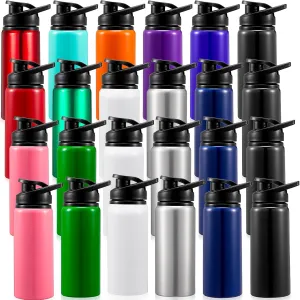Foaincore 24 Pcs Water Bottles Bulk Aluminum 17 oz Metal Sports Gym Hiking Reusable Bottles Gift for Kids Christian Charity Donation Supplies Samaritan's Purse Operation Christmas