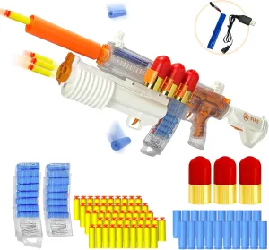 Foam Dart Launcher Toy for Teens 14 , Semi-Auto/Manual Modes Ejecting Action, Include 50 EVA Foam Darts, 2 Containers, 20 Reusable Dart Holders, 3-Dart Burst Launcher, Birthday Gift (Orange)​