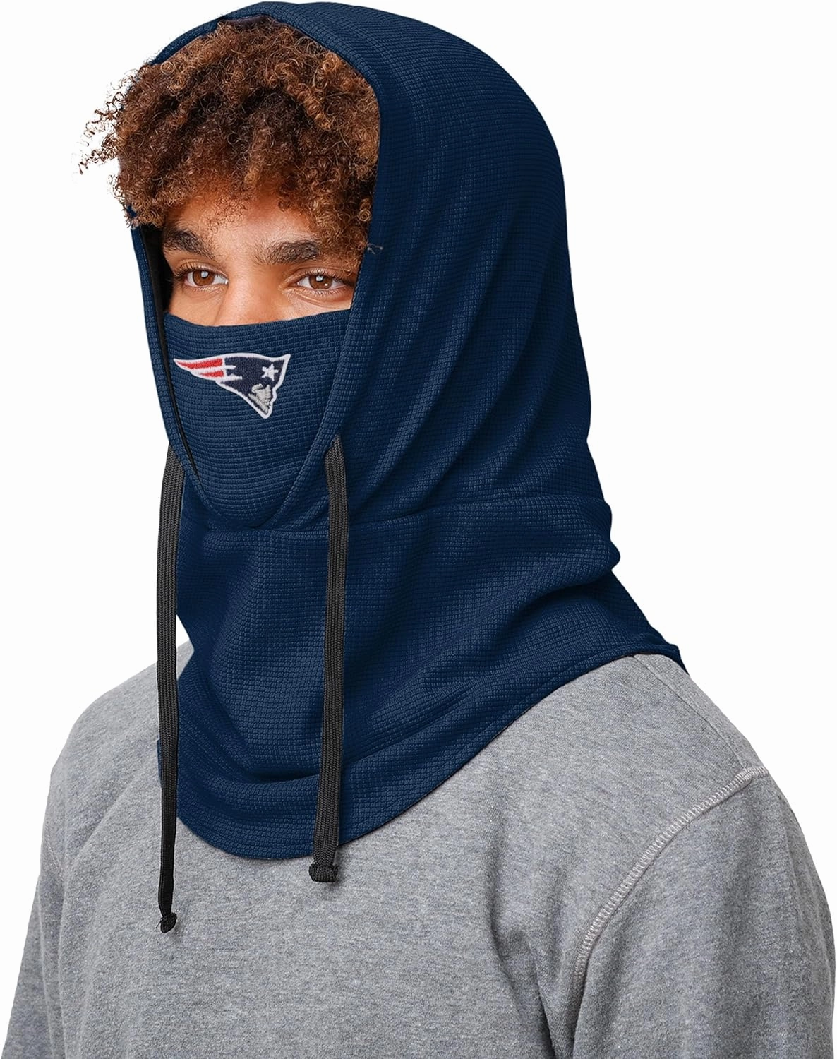 FOCO NFL unisex-adult Nfl Team Logo Waffle Drawstring Winter Cap Hooded Gaiter Balaclava Face Cover