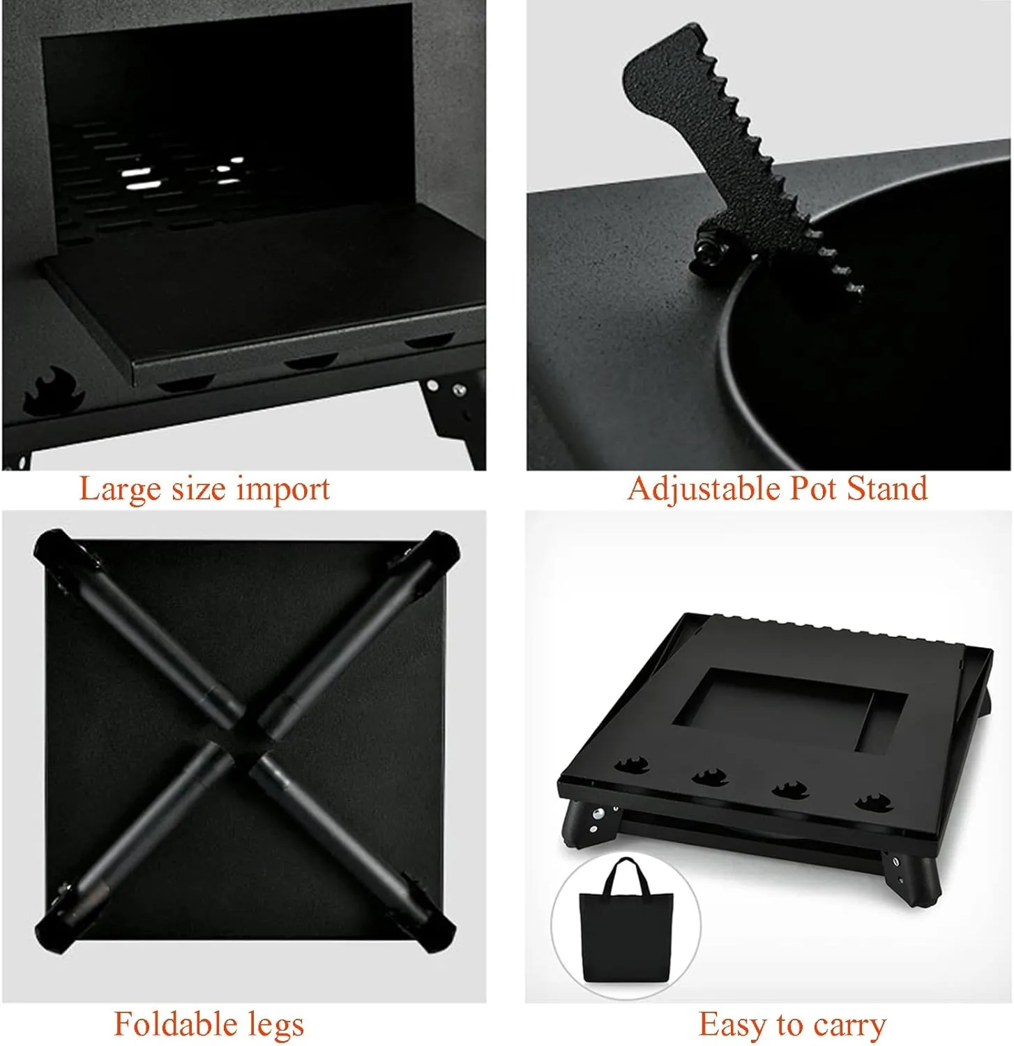 Foldable Wood Stove, Portable Wood Burning Camping Stove, Small Hot Tent Stove, for Emergency Preparedness Outdoor Cooking and Heating, with Free Carrying Bag ( Color : C , Battery *1 : 22CM )