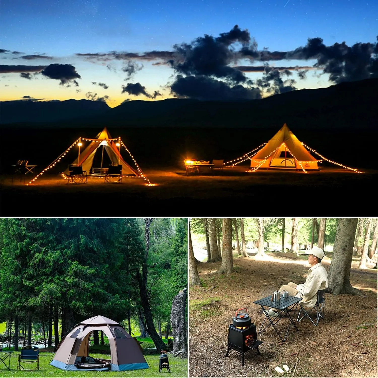 Foldable Wood Stove, Portable Wood Burning Camping Stove, Small Hot Tent Stove, for Emergency Preparedness Outdoor Cooking and Heating, with Free Carrying Bag ( Color : C , Battery *1 : 22CM )