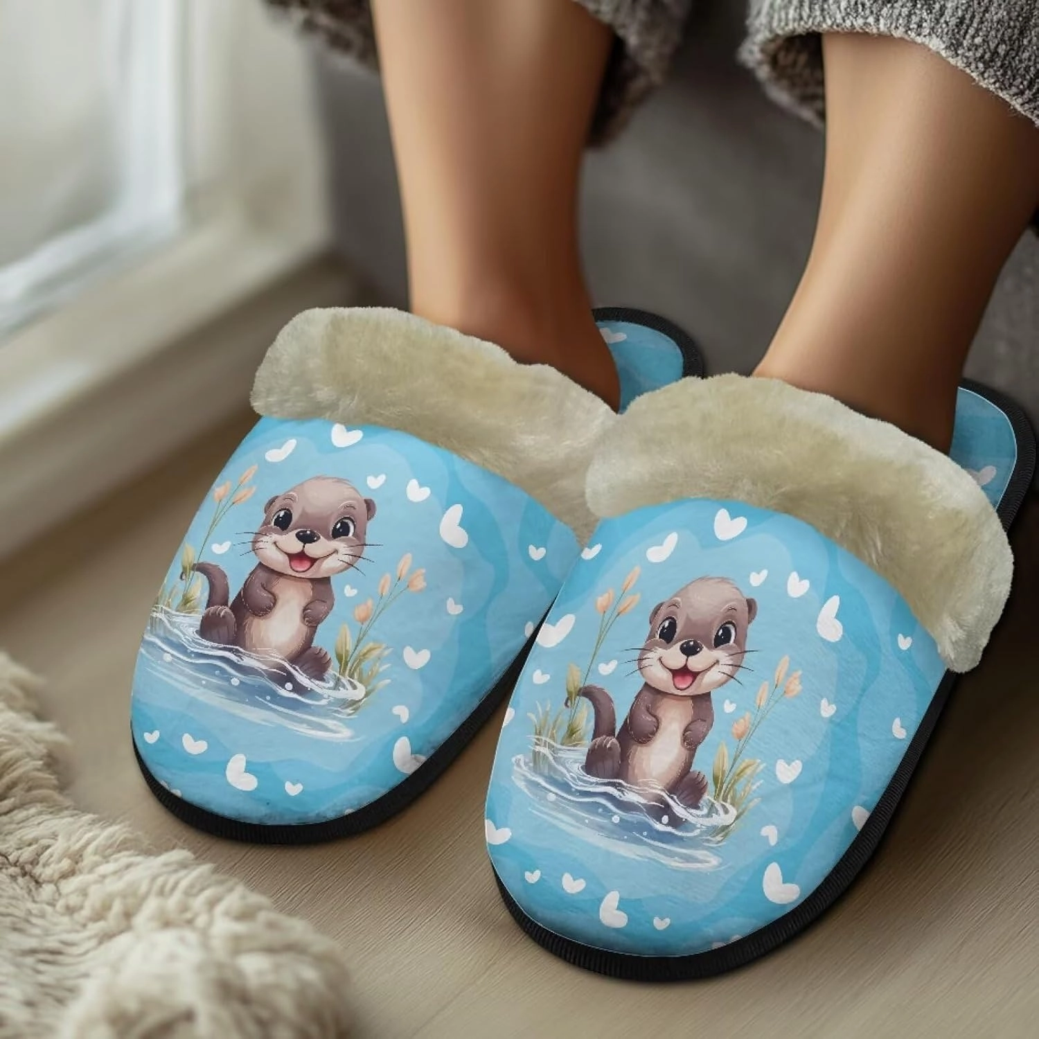FOR U DESIGNS Christmas Slippers Comfy House Slippers for Women Girls Indoor Fuzzy Slippers Winter Warm Home Slippers