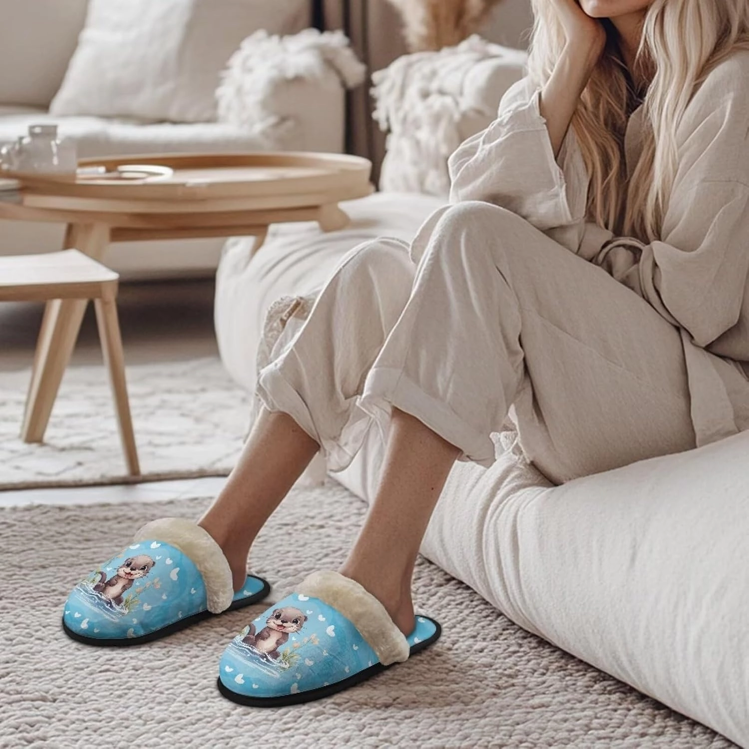 FOR U DESIGNS Christmas Slippers Comfy House Slippers for Women Girls Indoor Fuzzy Slippers Winter Warm Home Slippers