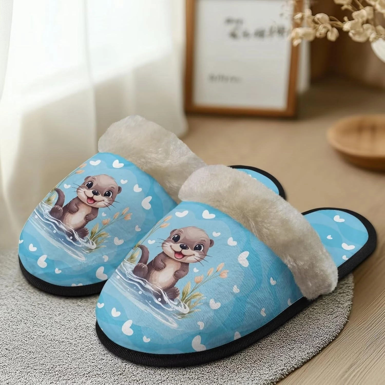 FOR U DESIGNS Christmas Slippers Comfy House Slippers for Women Girls Indoor Fuzzy Slippers Winter Warm Home Slippers