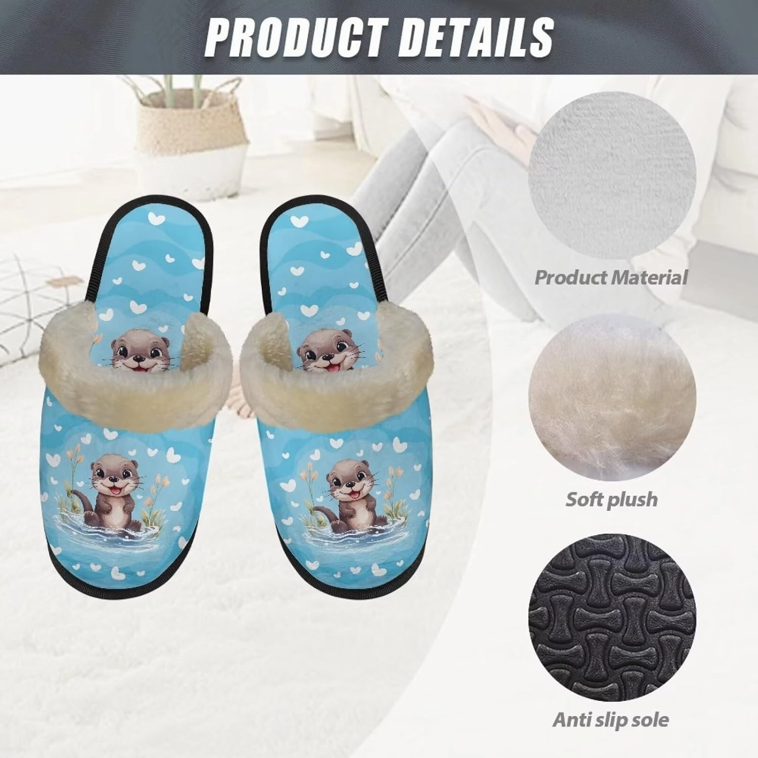 FOR U DESIGNS Christmas Slippers Comfy House Slippers for Women Girls Indoor Fuzzy Slippers Winter Warm Home Slippers