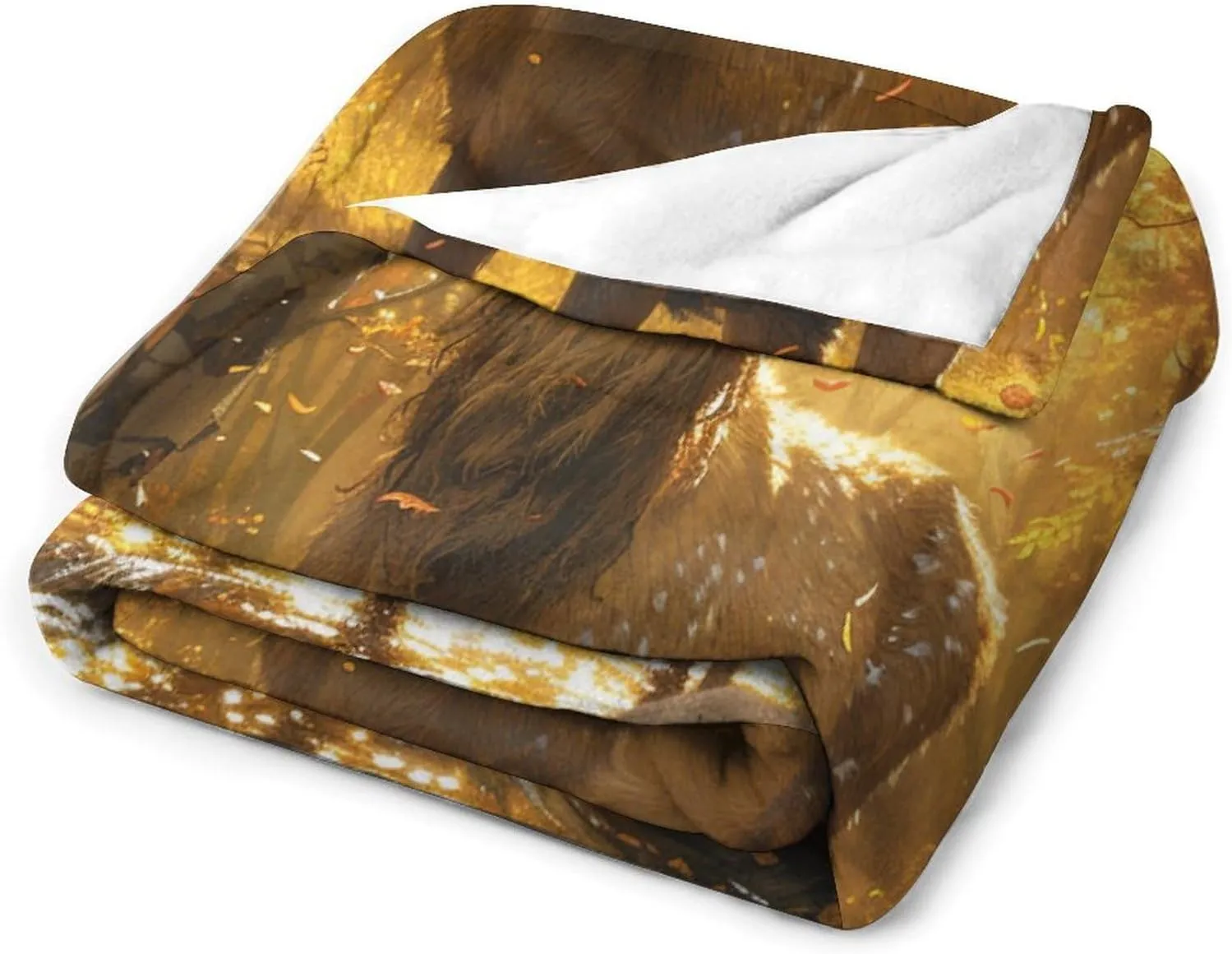Forest Animal Deer Blanket, Soft Fuzzy Flannel Funny Elk Jungle Stream Throw Blanket for Sofa Couch Bed, Picnic, 30x40 Inch