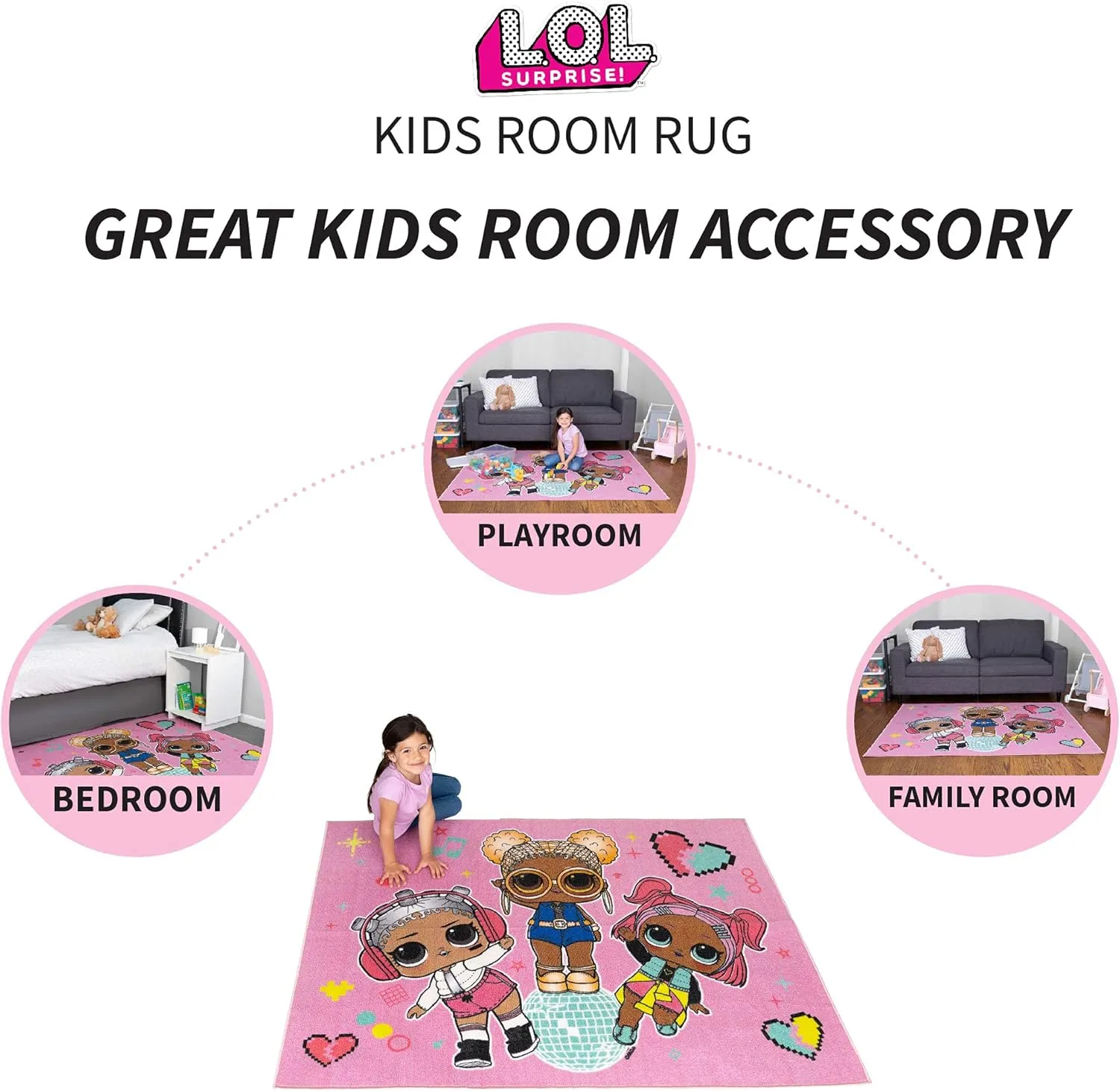 Franco Kids Room Non Slip Area Rug, 69 in x 52 in, LOL Surprise