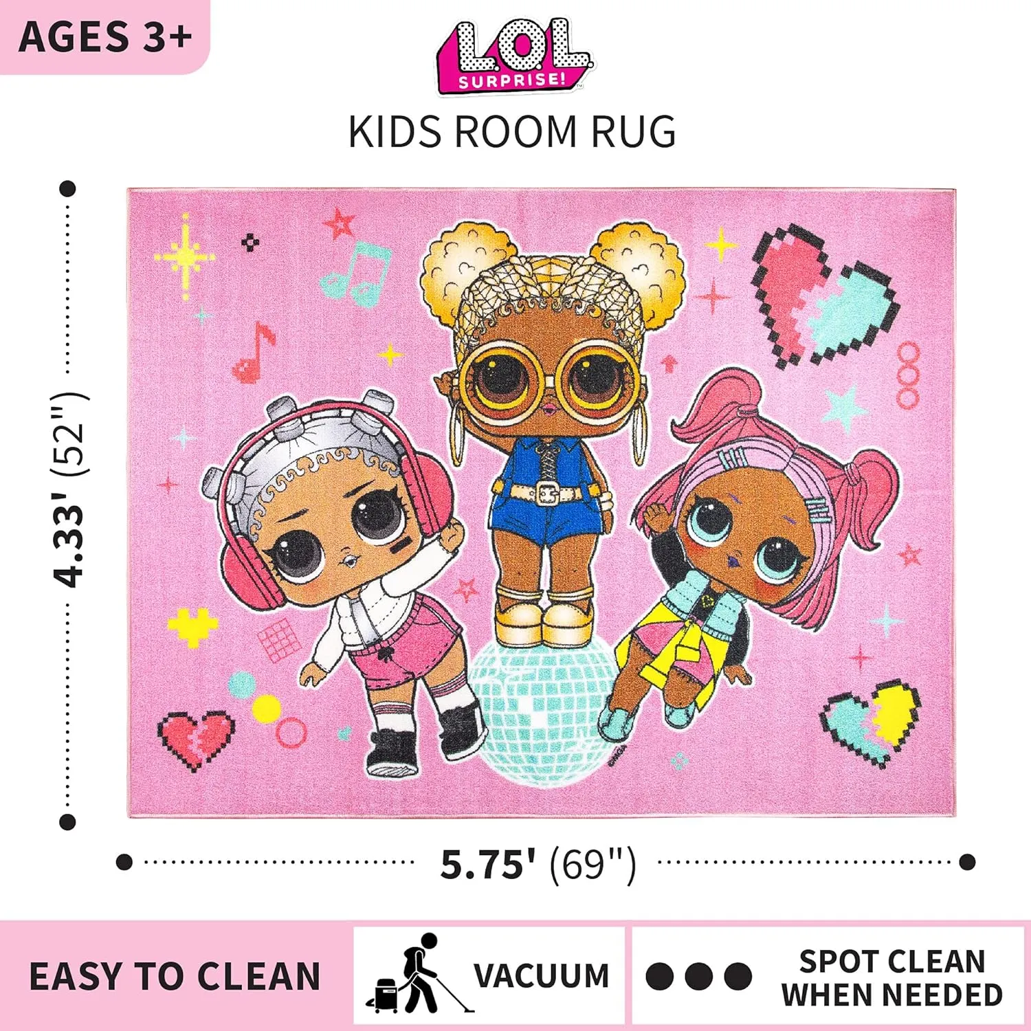 Franco Kids Room Non Slip Area Rug, 69 in x 52 in, LOL Surprise
