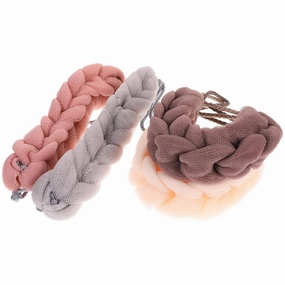 FRCOLOR 4Pcs Hand Held Weave Bath Strips Comfortable Body Scrubber Exfoliator for Gentle Skin Cleansing Bath Shower Tool Grey Pink Beige Khaki