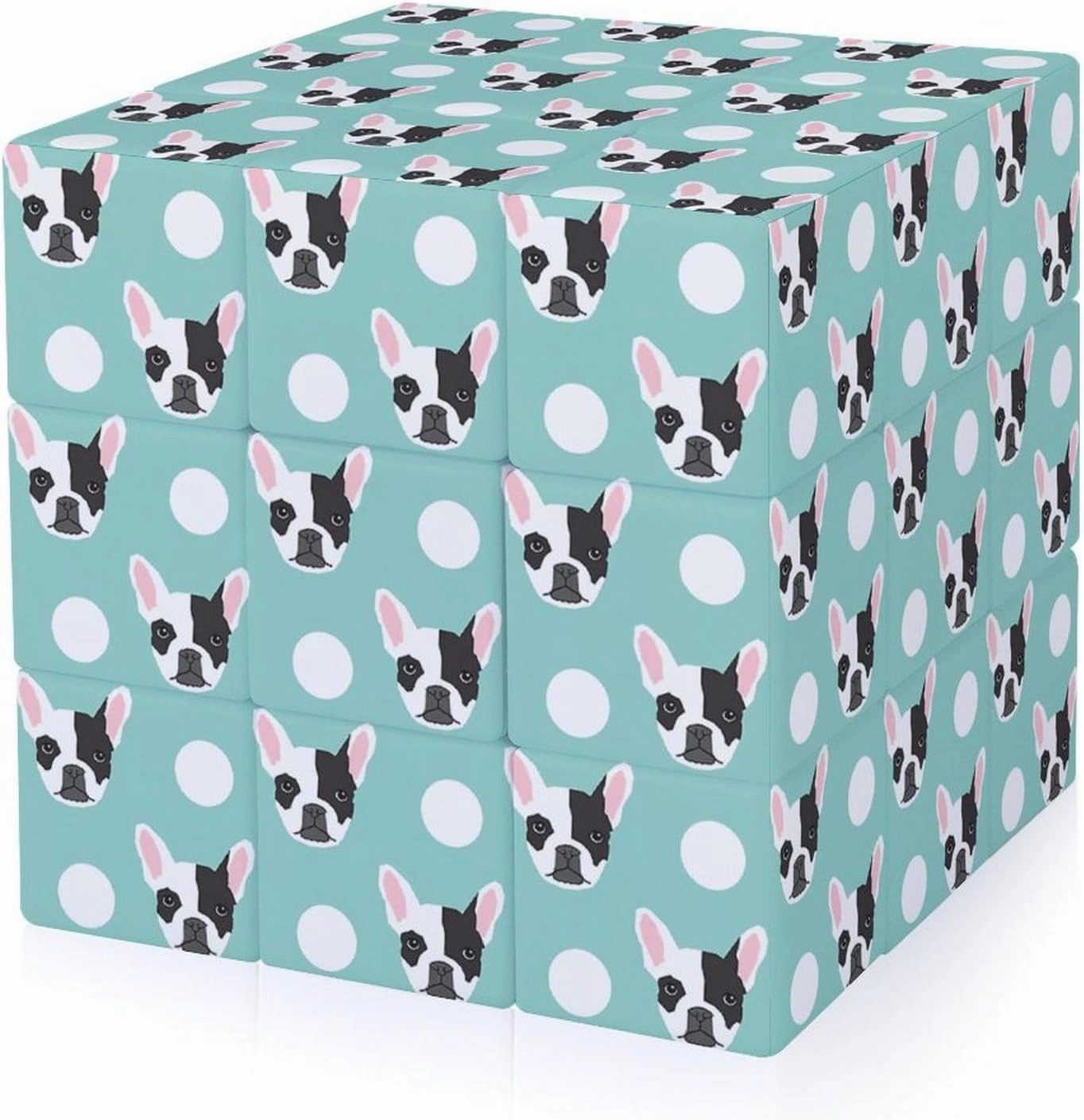 French Bulldog Pattern Polka Dogs Funny 3x3x3 Cube Smooth Lightweight Puzzle for Adult Graphic Printing Travel