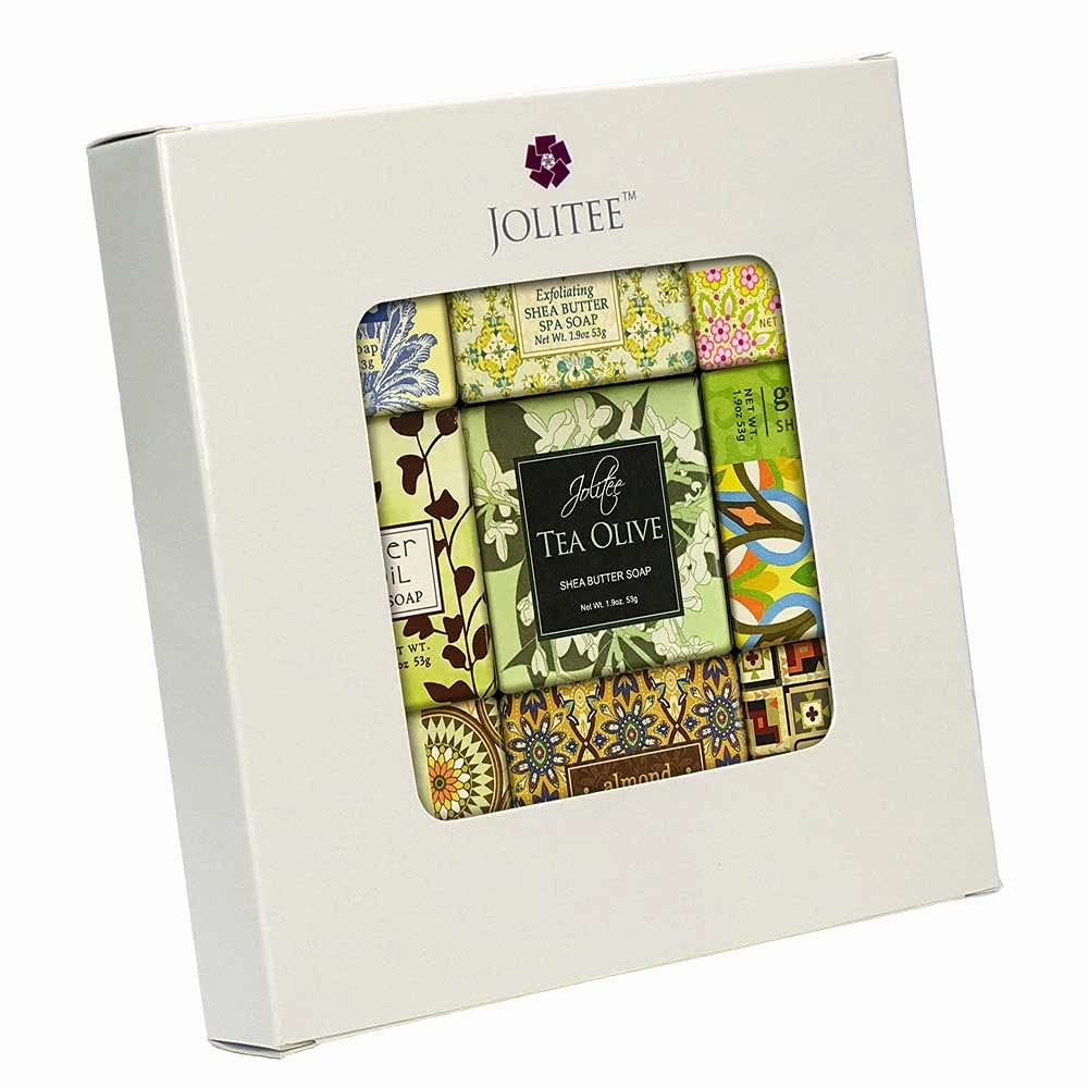 French Milled Botanical Soap Sampler Set of 9 - Individually Wrapped Vegetable-Based Mini Soaps with Essential Oils, Shea Butter, and Natural Extracts (Pure and Simple)
