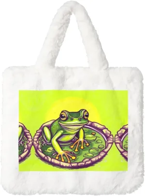 Frog in a pond Plush Handbag for Women - Perfect for Keys, Lipstick, and More - Ideal Gift for Christmas, Valentine's Day