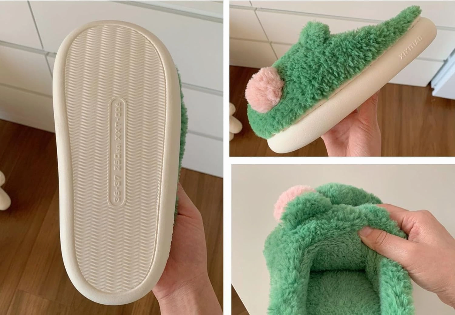 Frog Cartoon Animal Slippers - Fluffy Retro Memory Foam Plush Indoor Home Shoes With Thick Soles