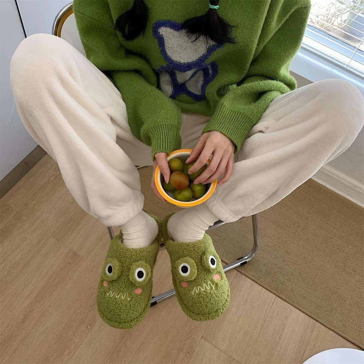 Frog Slippers, Fluffy Cartoon Frog Slippers Cute Animal Slippers Frog House Slippers For Women Men Indoor Slippers