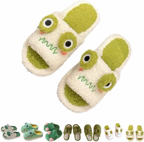Frog Slippers, Fluffy Cartoon Frog Slippers Cute Animal Slippers Frog House Slippers For Women Men Indoor Slippers