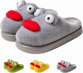 Frog Slippers, Fluffy Cartoon Frog Slippers Cute Animal Slippers Frog House Slippers For Women Men Indoor Slippers