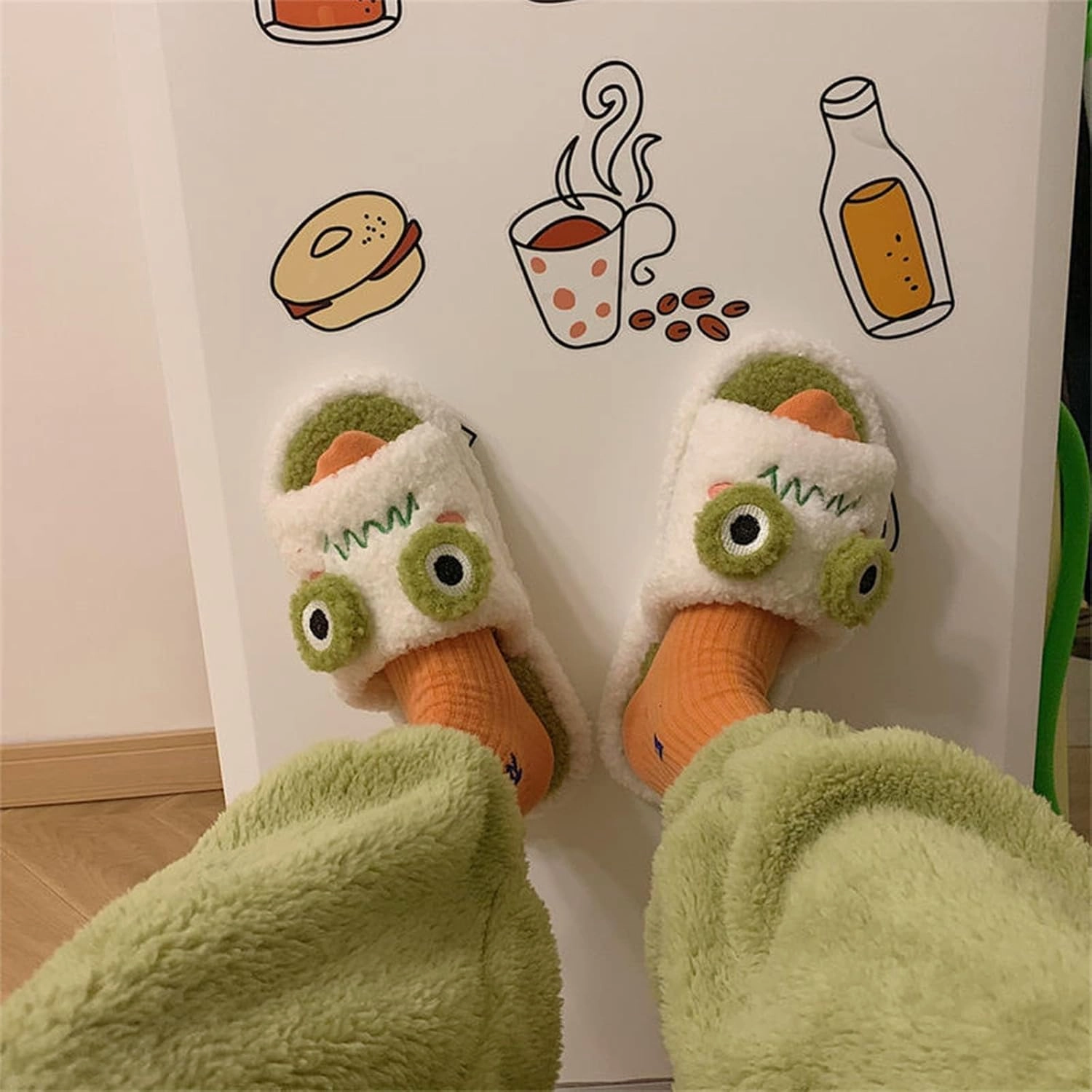 Frog Slippers, Fluffy Cartoon Frog Slippers Cute Animal Slippers Frog House Slippers For Women Men Indoor Slippers