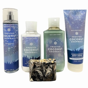 FROSTED COCONUT SNOWBALL Deluxe Gift Set - Includes Fine Fragrance Mist, Ultimate Hydration Body Cream, Body Lotion, Body Lotion and a 4 oz Artisan Bar Soap