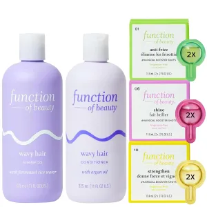 Function of Beauty Wavy Hair Shampoo   Conditioner (11 oz Each)   Shine, Strengthen, & Anti-Frizz #HairGoal Boosters Set - Sulfate-Free, Formulated to Enhance Glossiness & Natural Shine