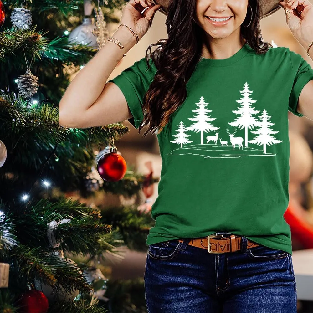 Funny Graphic Women Skinny Pine Tree Shirt Summer Hiking Camping Athletic Tees Nature Casual Comfy Clothes