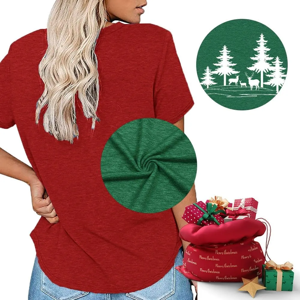 Funny Graphic Women Skinny Pine Tree Shirt Summer Hiking Camping Athletic Tees Nature Casual Comfy Clothes