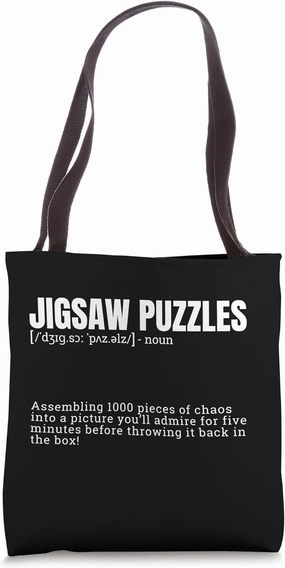 Funny Jigsaw Puzzles Chaos Assembling Definition Tote Bag