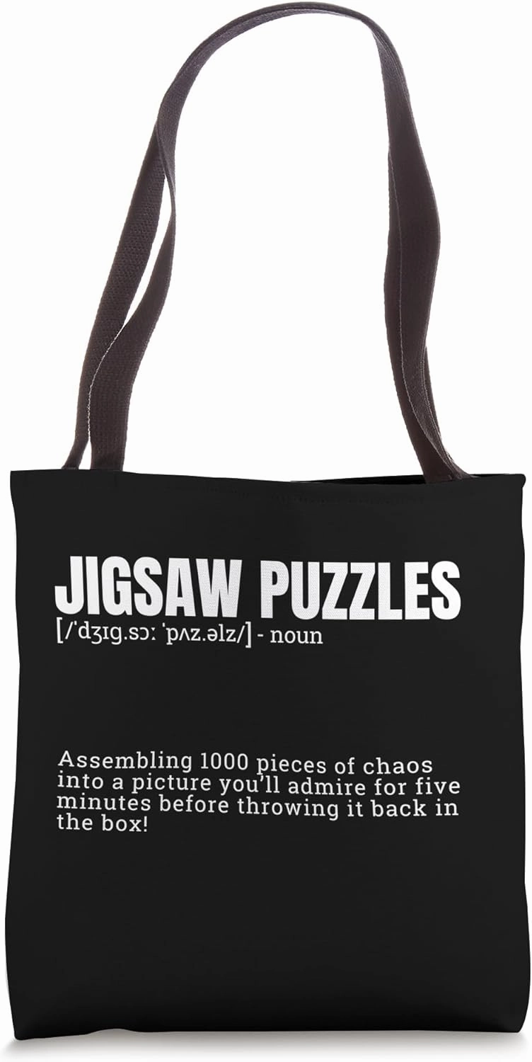 Funny Jigsaw Puzzles Chaos Assembling Definition Tote Bag