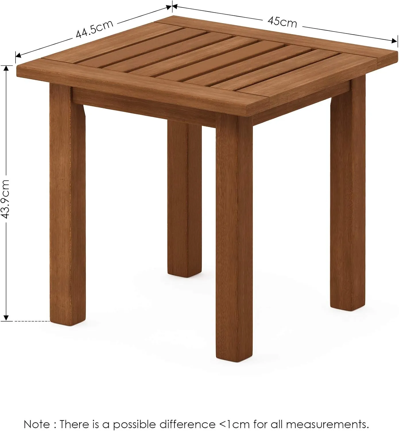 Furinno FG18506 Tioman Hardwood Patio Furniture Outdoor End Table, Natural