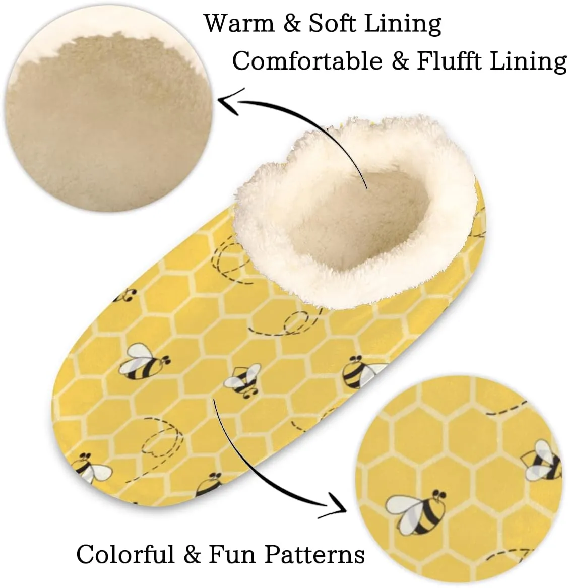 Fuzzy House Slippers for Women, Baseball Sport Pattern Anti-Slip Fleece Lined Shoes, Home Bedroom Indoor Slippers with Plush Lining, Warm Slippers for Adult