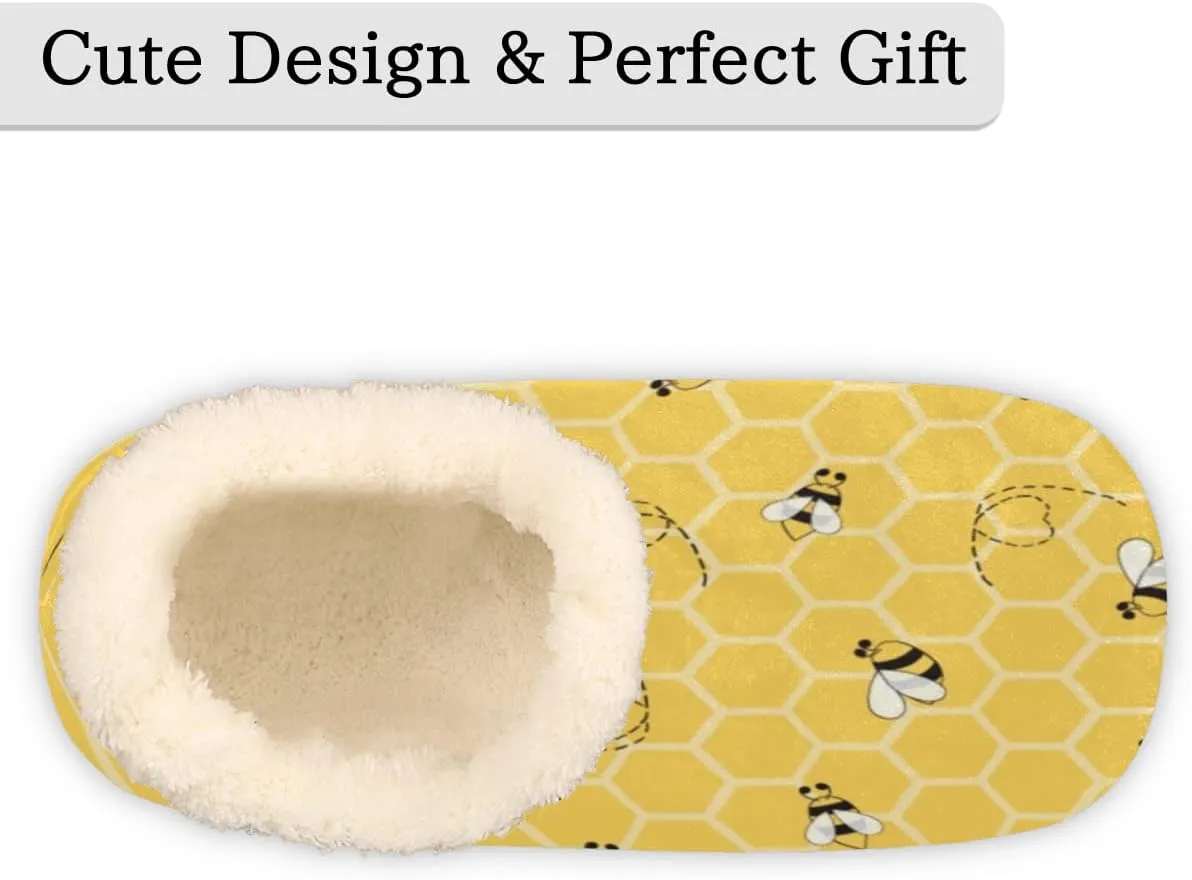 Fuzzy House Slippers for Women, Baseball Sport Pattern Anti-Slip Fleece Lined Shoes, Home Bedroom Indoor Slippers with Plush Lining, Warm Slippers for Adult