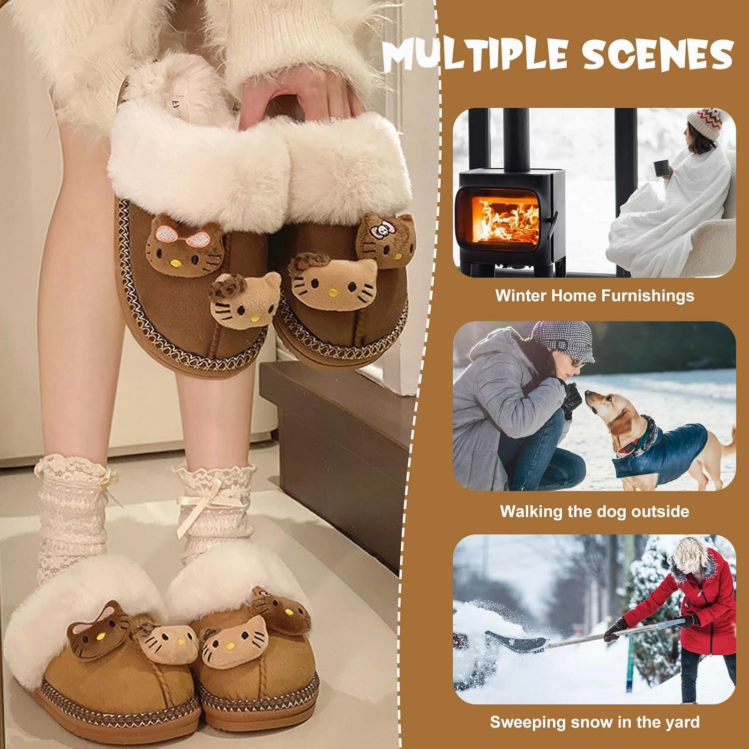 Fuzzy Slippers for Women Girls,Cute Fluffy House Shoes Warm Christmas Birthday Gift for Daughter Wife Girlfriend Bestie