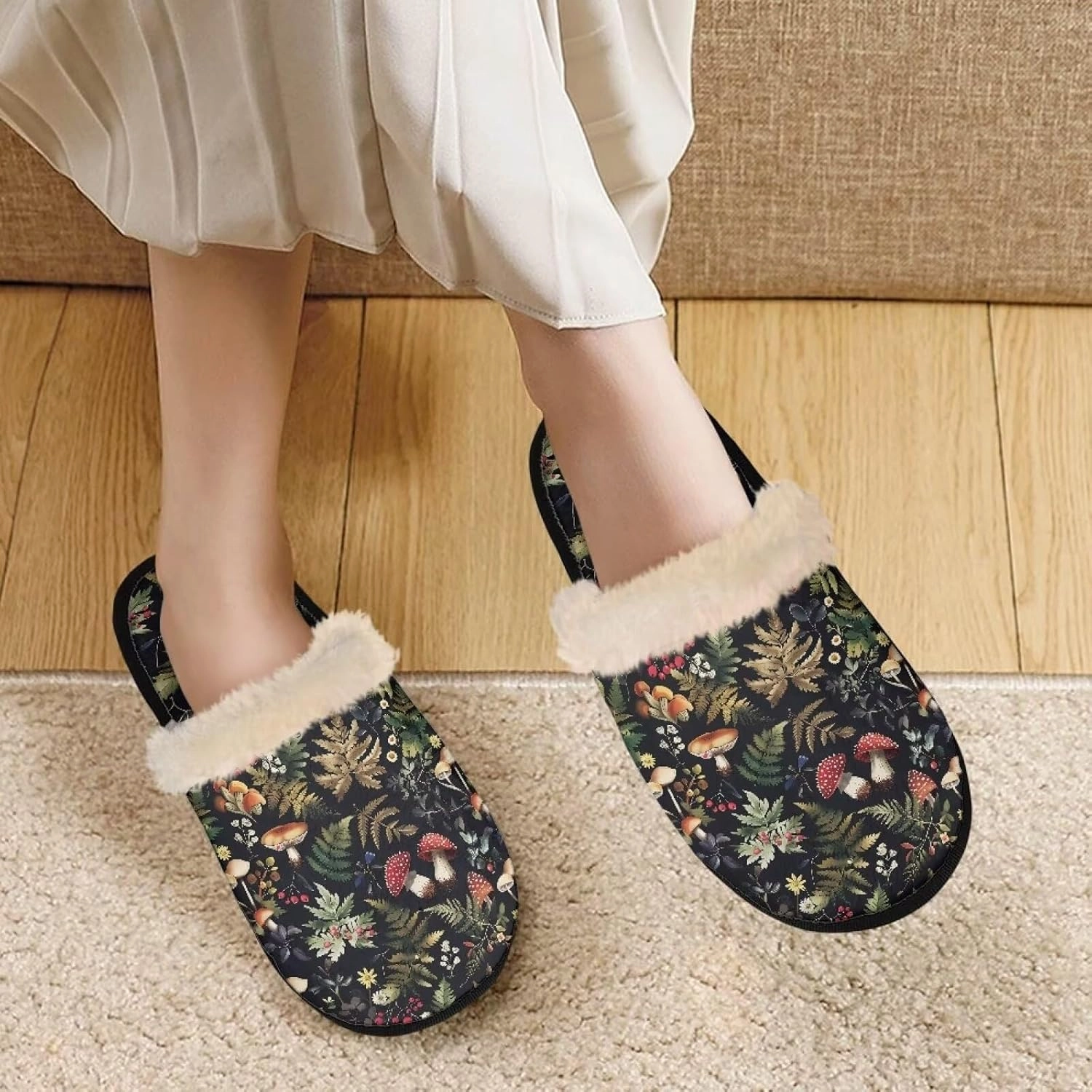 Fuzzy Slippers Women House Shoes Slippers Winter Slippers for Women Unisex with Fuzzy Collar