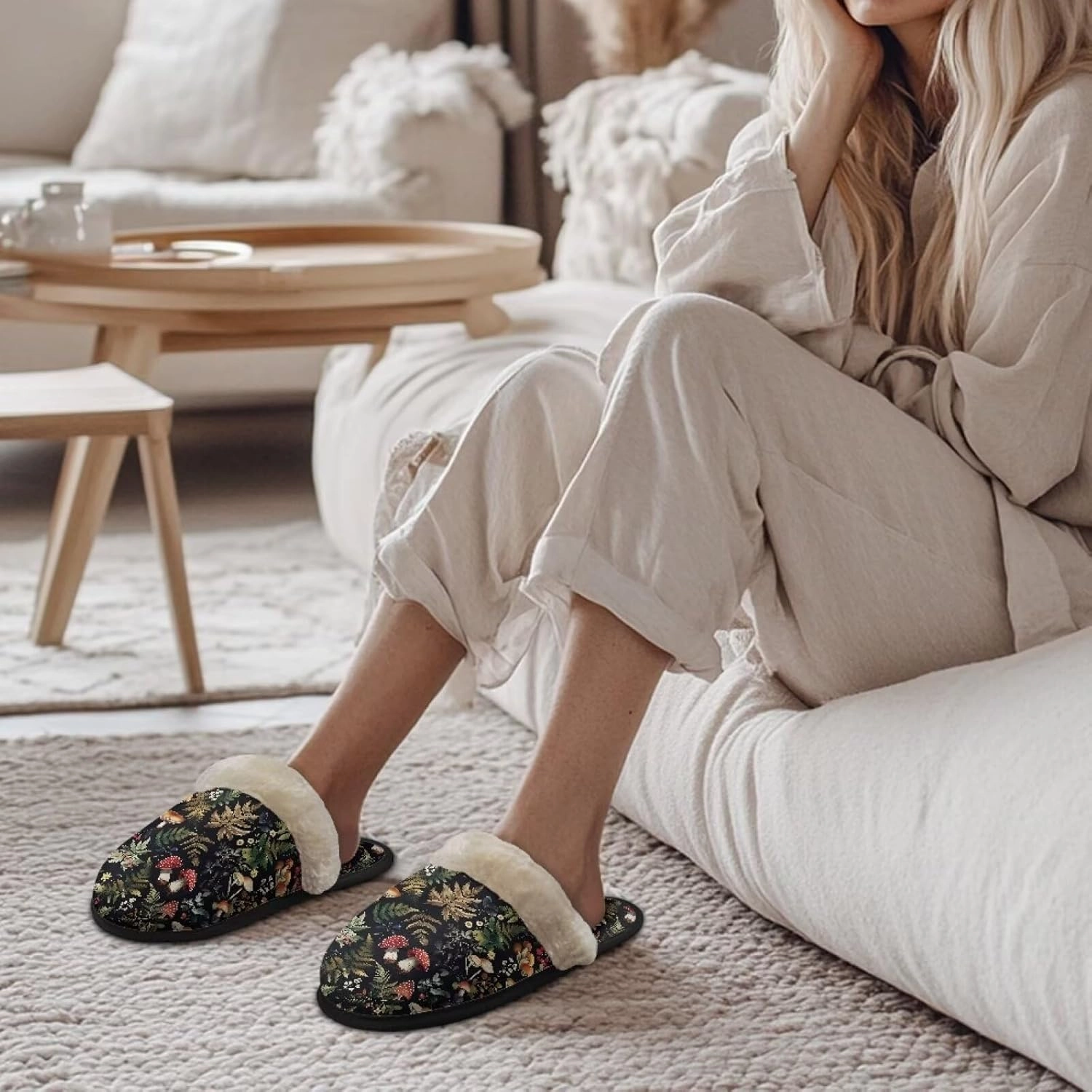 Fuzzy Slippers Women House Shoes Slippers Winter Slippers for Women Unisex with Fuzzy Collar