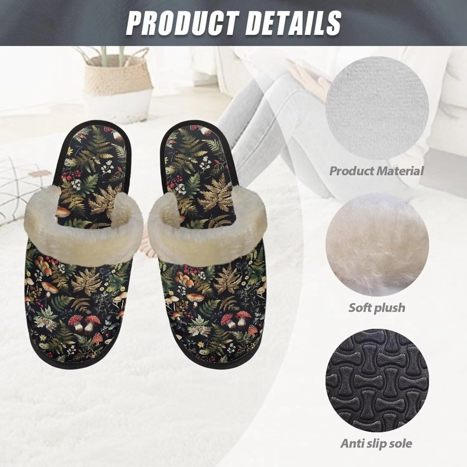Fuzzy Slippers Women House Shoes Slippers Winter Slippers for Women Unisex with Fuzzy Collar