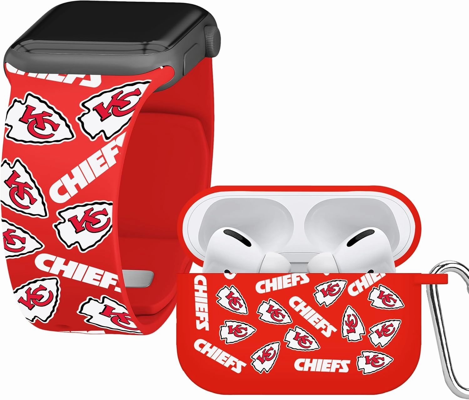 Game Time Kansas City Chiefs HD Combo Package Compatible with Apple Watch and AirPods Pro (Random)