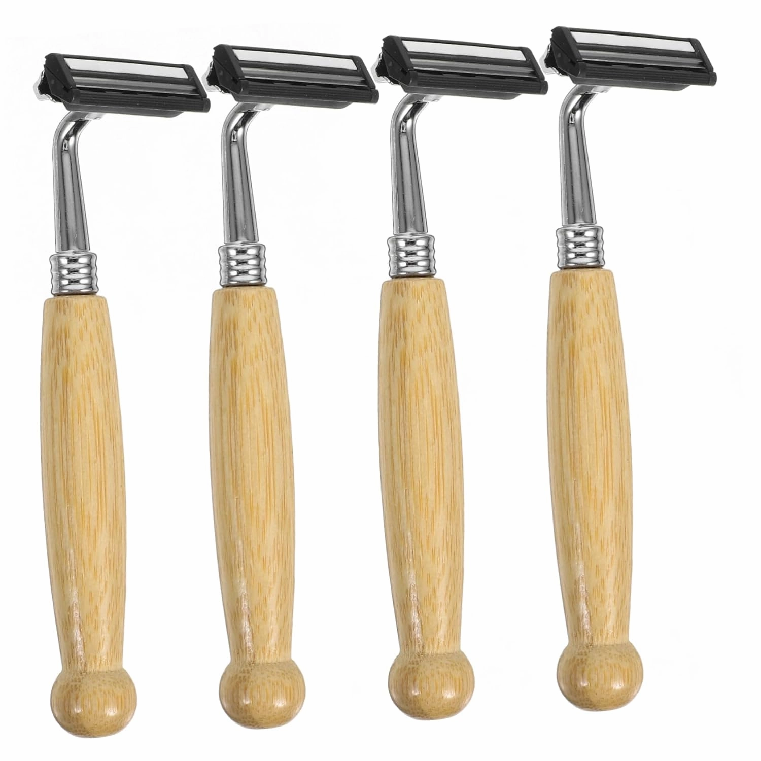 Gatuida Razor Set 4 Bamboo Handle Razors Double Blade Safety for Home or Travel