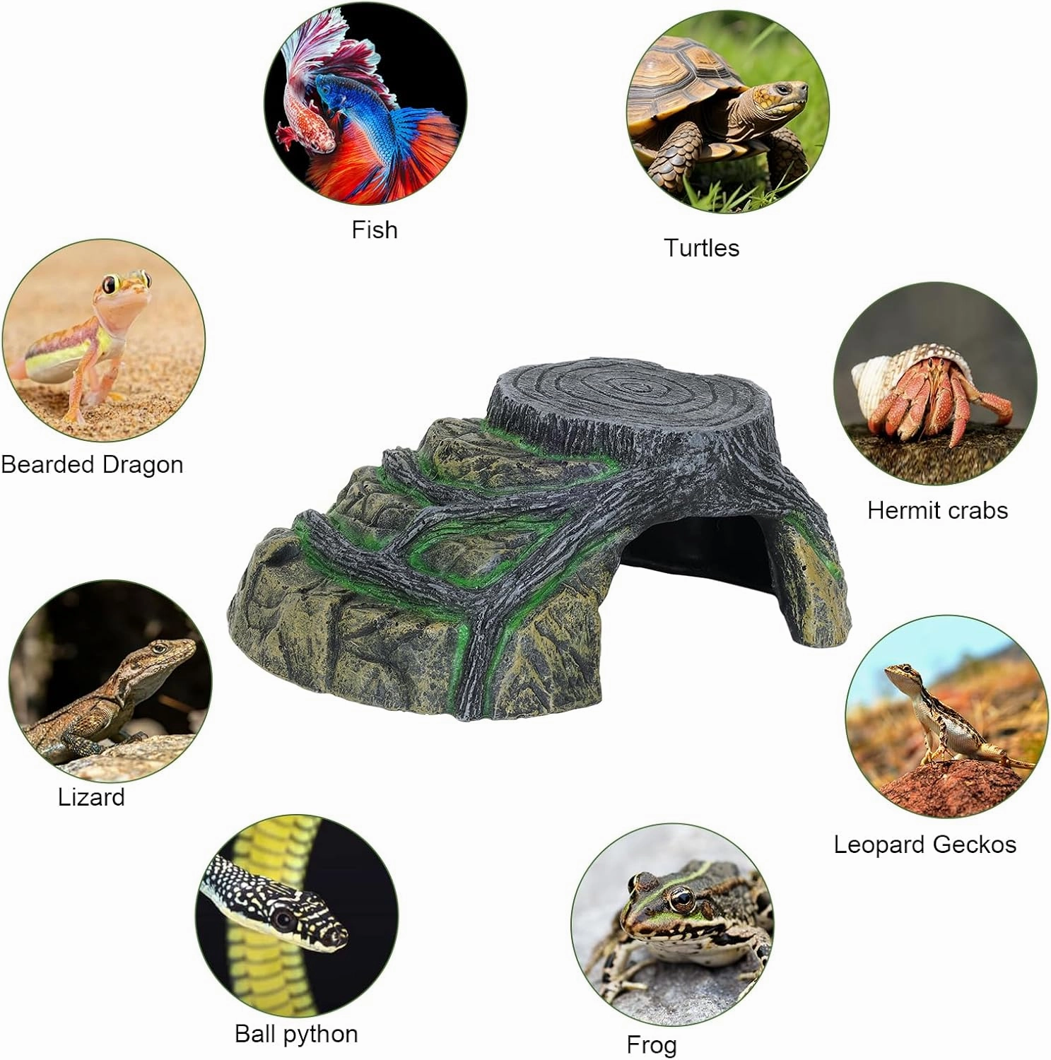 Gecko Tank Accessories, Large Tortoise Habitat Accessories, Ball Python Tank Accessories, Snake Hide, Perfect Tortoise Habitat for Reptile Gecko Basking Hiding. (Large)